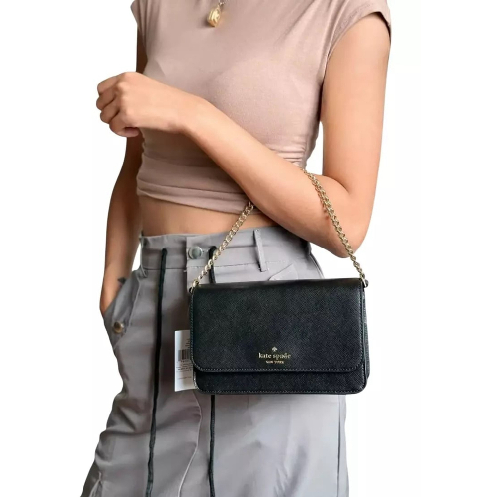 Kate Spade New York Carson Convertible Crossbody Shoulder Leather Bag - Black